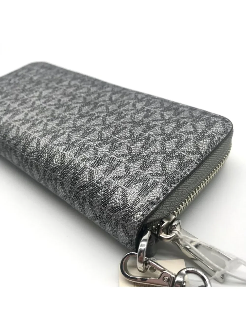 Michael Kors Dark Silver Monogram Jet Set Wristlet
